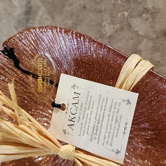 NEW Akcam Turkish glass, pink sparkle heart-shaped dishes. 3 piece set - Picture 3 of 6